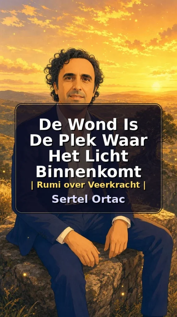 Rumi quote over veerkracht: de wond is de plek waar het licht binnenkomt — kracht door kwetsbaarheid